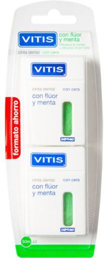 Vitis Dental Tape with Fluorine and Mint 2x50 ml