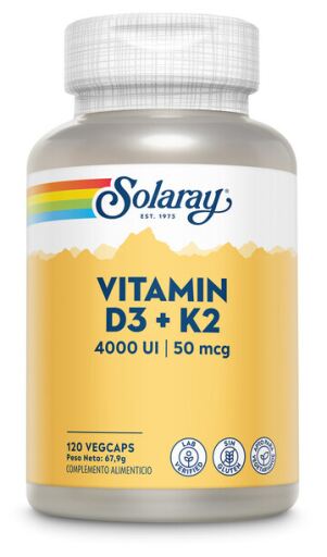 Solaray Vitamina D3 + K2 120 C&aacute;psulas