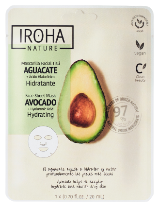 Iroha Nature Avocado + Hyaluronic Acid Moisturizing Mask 20 ml