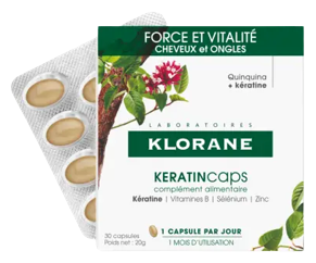 Klorane Quinine and Edelweiss Bio Keratin Hair Nails 30 Capsules