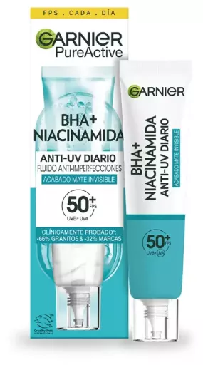 Garnier Pure Active Bha + Niacinamide Invisible Matte Fluid SPF 50+ 40 ml